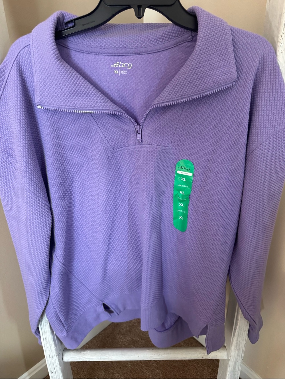 bcg Lavender Textured Half-Zip Pullover
